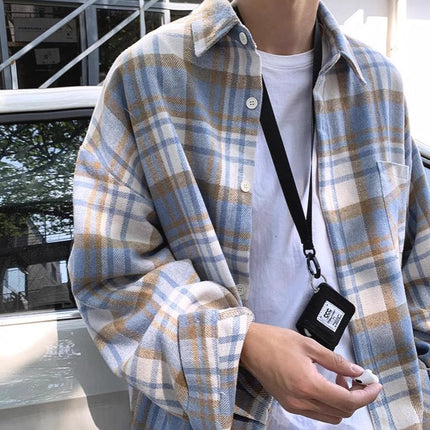 [Original Brushed Plaid] Plaid Shirt for Men, Spring and Autumn Casual Shirt, Couple's Outfit, Loose and Versatile Jacket for Men