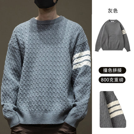 Winter Casual Sweater Men's Thickened 2024 New Tooling plus size Plus Fat Enlarge Inner Sweater Tide