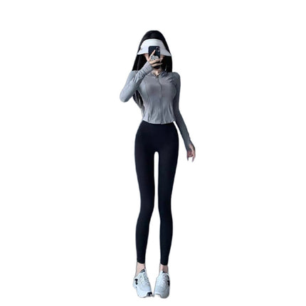 High-Waisted Butt-Lifting Yoga Pants, Tummy Control Sports Suit for Women, Quick-Dry Hooded Fitness Training Jacket, Anti-Static