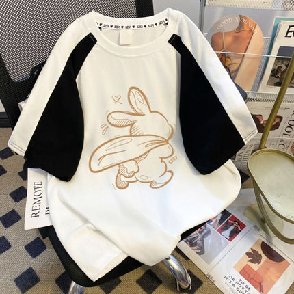 Cross-border Women's 2025 Summer New Cotton Short-sleeved T-shirt Women's Korean-style Fashionable Loose All-match Fashionable Brand Top for Women
