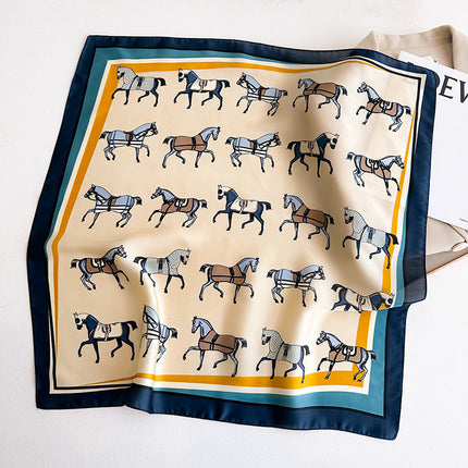 Simulated Silk Printed Silk Scarf for Women, Korean Cashew Leopard Print Headscarf, Four-Season Scarf, Professional Scarf Wholesale