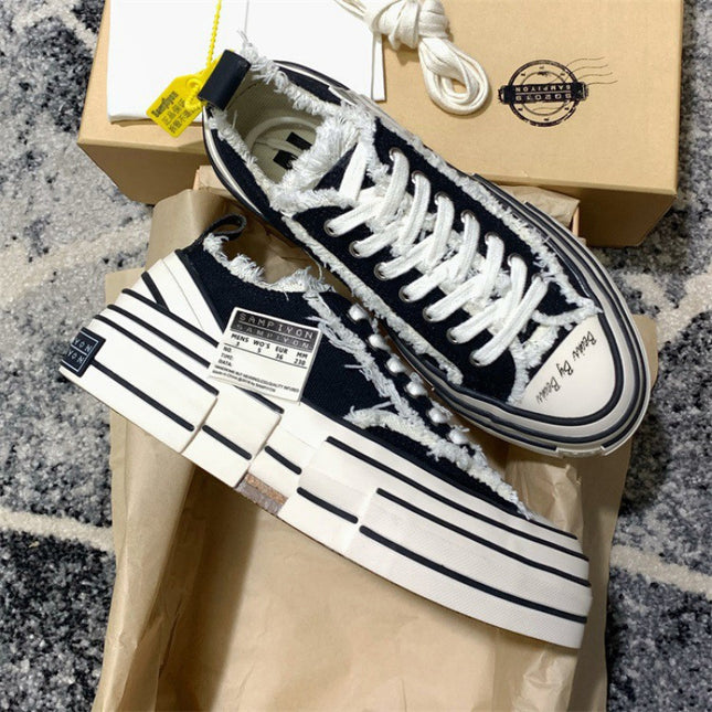 Wu Jianhao's 2025 New Canvas Shoes White Small Fragrant Beggar Shoes Men's and Women's Casual Height-Increasing Half-Slip Shoes