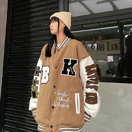 American Retro Baseball Suit Women's Spring New 2022 Fashion Brand Couple's Jacket Towel Embroidered Puzzle Thickened Jacket
