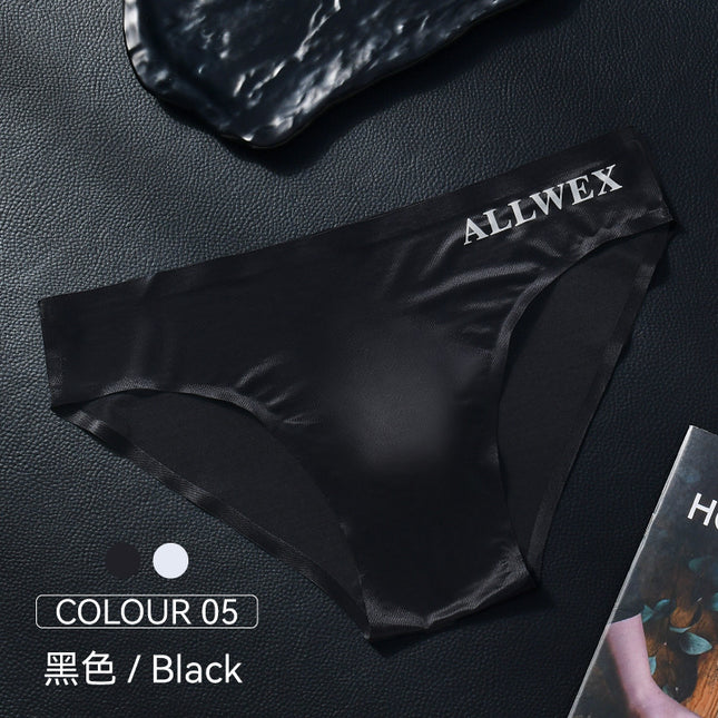 Foreign Trade Low-Waisted Lightweight Briefs Underwear Summer Transparent Letter-Covered Sports Ice Silk Sexy Men's Egg-Covered Breathable