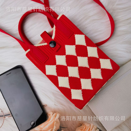 Girl's Heart-Shaped Knitted Crossbody Bag