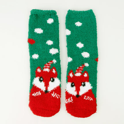 Autumn and winter new Christmas socks coral velvet socks cartoon elk half velvet socks sleep floor socks cross-border wholesale