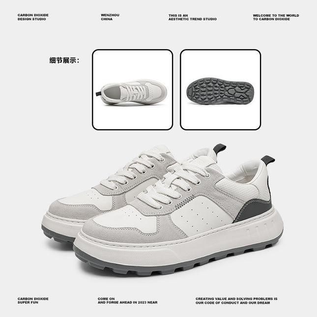 2024 Summer New Sports Shoes Men's Thick Sole Height Increased Breathable Casual Dad Shoes Fashionable Lightweight Soft Sole Board Shoes