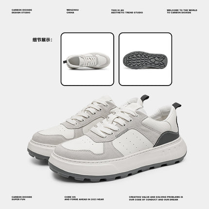 2024 Summer New Sports Shoes Men's Thick Sole Height Increased Breathable Casual Dad Shoes Fashionable Lightweight Soft Sole Board Shoes