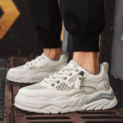 Summer New Mesh Thin Lace-Up Breathable Sneakers Trendy Versatile Shallow Men's Casual Slip-On Shoes