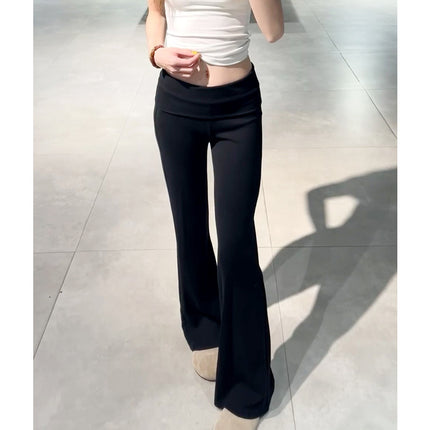 American-Style Flared Pants for Women, Summer Thin Low-Waist Slimming Bell-Bottom Pants with Drape, Horse Hoof Pants, Sports Sweatpants