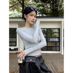 [women's slim long sleeve] gray / M (recommended below 50kg)