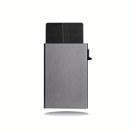 Rfid Metal Men's Card Holder Simple Ultra-Thin Bank Card Protective Cover Aluminum Alloy Side Push One-Click Card Anti-Theft Brush