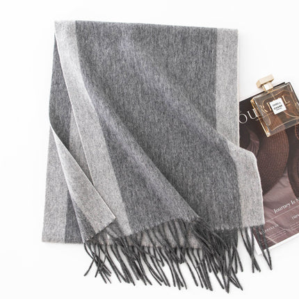 Wool Scarf Autumn and Winter 2025 Double-Sided Splicing Scarf Women's Thickeneded Warm Shawl Simple Tassel Versatile Scarf