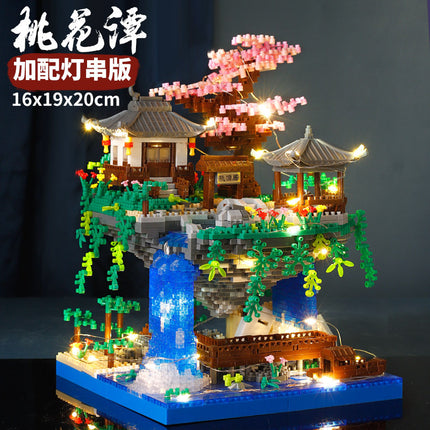 Chinese Style Blocks Compatible Lego Blocks Peach Blossom Pool Building Micro Particles Difficulty DIY Handmade Gift Toys