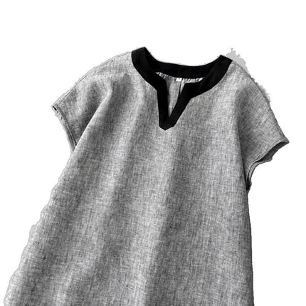 Artistic Women's Loose Casual Sleeveless Dress, New Summer Product, High-End Elegant Yarn-Dyed Cotton and Linen Long Dress