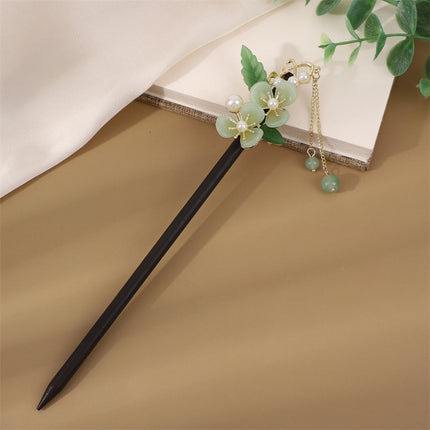 Antique Hairpin Step Tassel Wood Hairpin Imitation Ebony Headwear Disc Hair Simple Accessories Ancient Dress Hairpin Women's Hair