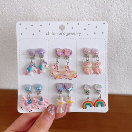 Girl's Ear Clip Cute Cartoon Children's Earrings Little Girl's Princess Earrings Without Ear Holes False Earrings Without Harming Ear Accessories
