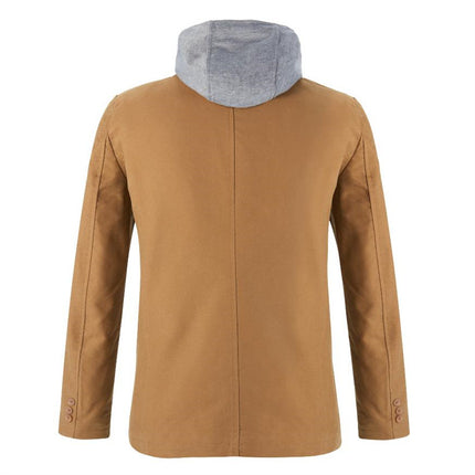Stitching Removable Hat Small Suit Men's Two-Button Casual Suit One-Piece Fat Man Jacket plus size Jacket