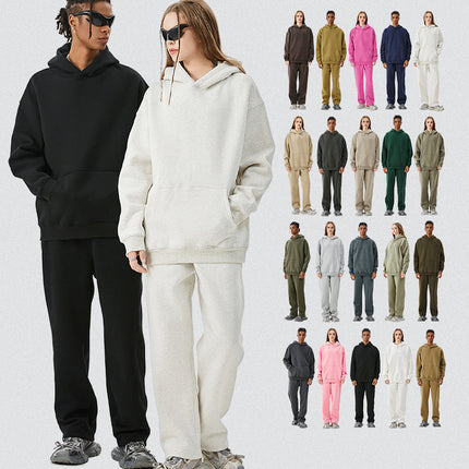Tilani Men's Clothing 2026 Spring and Autumn Solid Color Basic Sports Suit American Style Trendy Brand Fleece-Lined Thickened Sweatshirt and Sweatpants