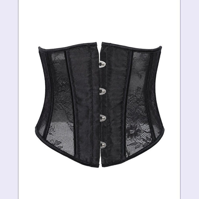 Cross-border new fashion short waist waist clip top lace mesh breathable belly body shaping clothing wholesale