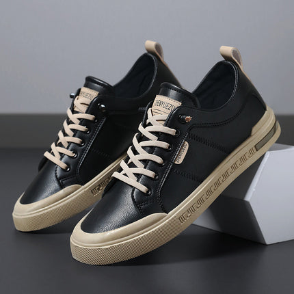Cross-border Men's Shoes Breathable High-class All-match Slip-on Men's Casual Leather Shoes Sports PU Leather White Shoes