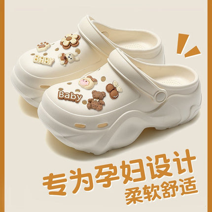 2025 with Little Red Riding Book Explosive Internet Celebrous Cave Shoes Summer Wear Cute Cartoon Thick Sole Non-slip Baotou Slippers