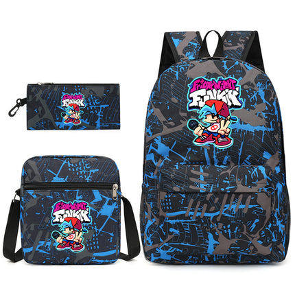 2021 Friday night backpack shoulder bag pencil case three-piece canvas schoolbag set