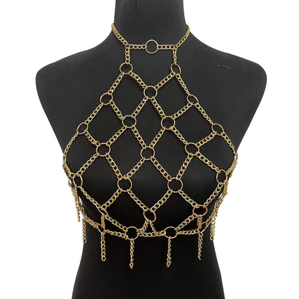 Bamboo such as clothing nightclub fashion hot girl metal ring neck mesh hollow sexy body chain DL0001