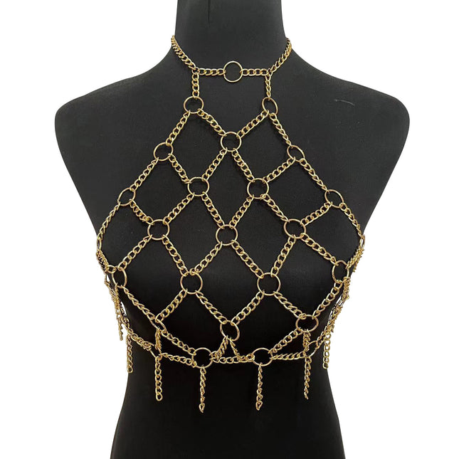 Bamboo such as clothing nightclub fashion hot girl metal ring neck mesh hollow sexy body chain DL0001