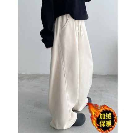 [baby velvet] autumn and winter new fleece-lined thickened banana pants women's embroidered machete pants pants fashion casual pants pants