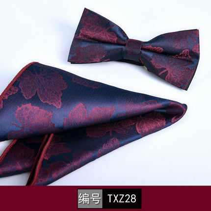 Bow tie square men's two-piece wine red series new spot business executive professional style groom wedding