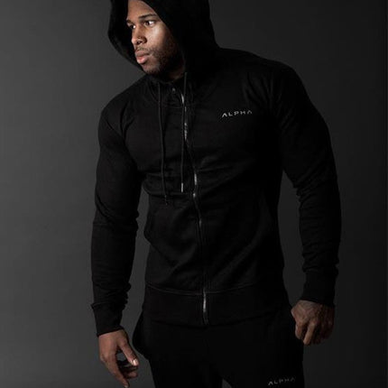 Cross-Border Muscle Sports Sweatshirt Fitness Brothers Autumn and Winter Men's Cotton Casual Long-Sleeved Hooded Zipper Jacket Aliexpress