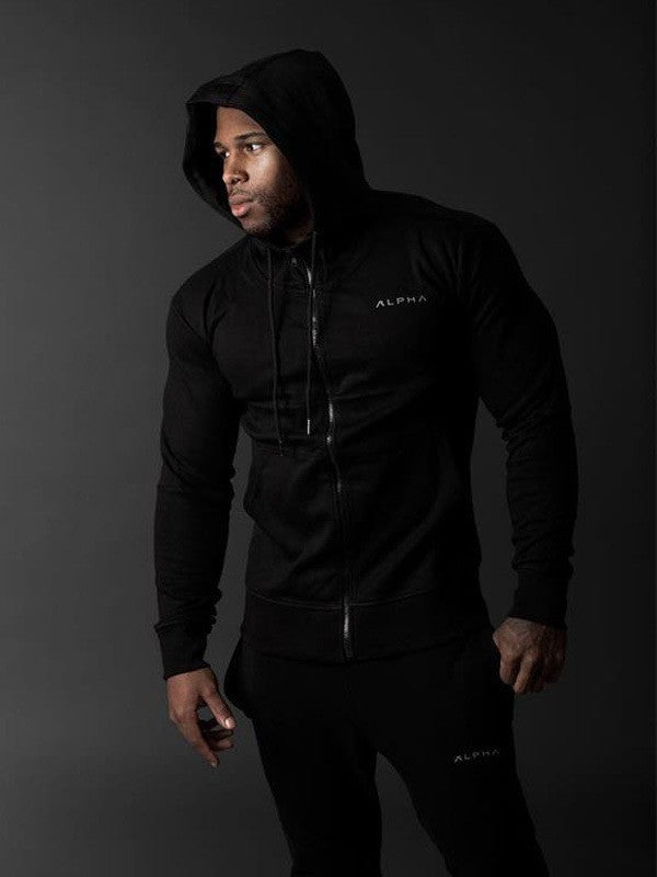 Cross-Border Muscle Sports Sweatshirt Fitness Brothers Autumn and Winter Men's Cotton Casual Long-Sleeved Hooded Zipper Jacket Aliexpress