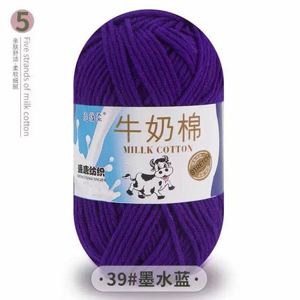 Five-Strand Milk Cotton Yarn Wholesale Medium-Thick Yarn Crochet Doll Shoes Scarf DIY Knitting Material Kit Crochet