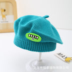 Smiley leather label beret-lake blue / 3-48 months