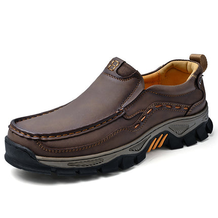 Cross-border plus size men's shoes autumn retro breathable wear-resistant big head leather shoes outdoor low-top sports leisure tooling shoes