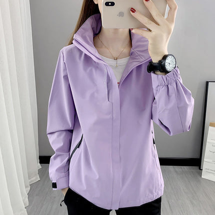 Outdoor Spring and Autumn Windproof Waterproof Rush Clothes Hiking Climbing Thin Single Rush Work Clothes for Men and Women Windbreaker Coat Printing