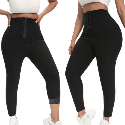 Cross-Border Sweat Pants Yoga Clothes Tight-Fitting High-Waisted Buttoned Waist Shaping Yoga Pants Fitness Sportswear Sweat Pants Women's Butt Lift