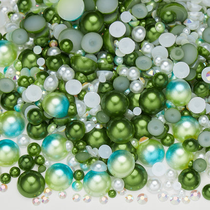 Nail Art Ab Colorful Flats Bottom Diamond Semi-Circle Pearl Mixed Color Set DIY Material Mobile Phone Shoes Clothing Cup Accessories