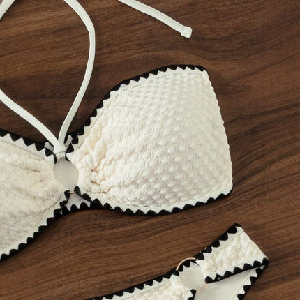 Shell Edge 2025 European and American Cross-Border Export Trendy Halter Strap Sexy Bikini Split Lace Bikini