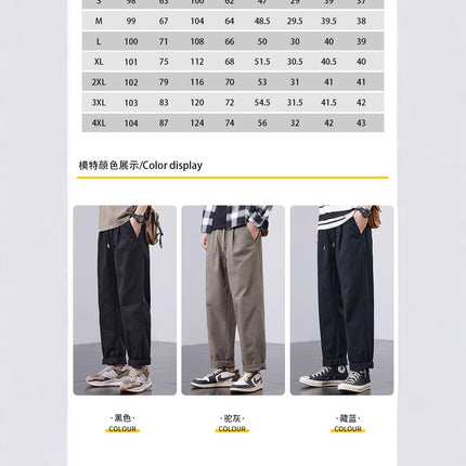 American Pure Cotton Cargo Pants Men's Loose Straight 2025 Spring, Autumn and Summer New Casual Sports Wide-Leg Long Pants