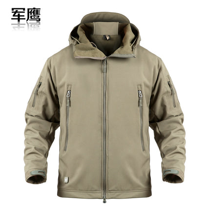 2026 Cross-Border Military Eagle Shark Skin Soft Shell Tactical Camouflage Jacket Men's Warm Breathable Wear-Resistant Military Fan Waterproof Jacket