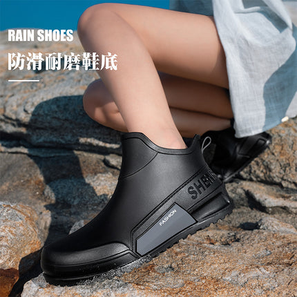 Cross-border Men and Women Couple Fashion Short Rain Shoes Non-slip Wear-resistant Waterproof Rain Boots Outdoor Camping Fishing Rubber Shoes Water Shoes