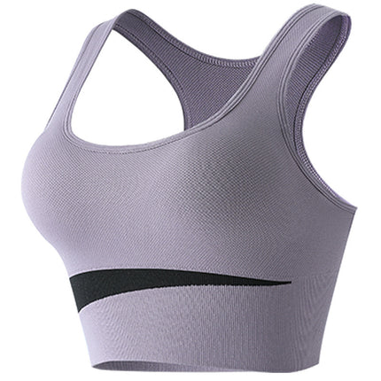 Contrast Color Beautiful Back Sports Bra for Women Without Rims Shock-Proof Vest Push-Up Fitness Running Yoga Quick-Drying Sports Bra