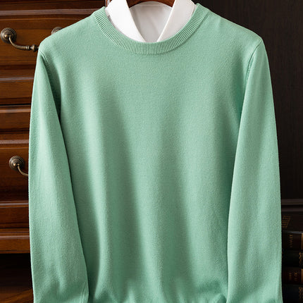 23 Autumn/Winter Wool Sweater Men's Round Neck Sweater Warm Casual Knitted Base Shirt Plus Size Business Gentleman Casual Versatile