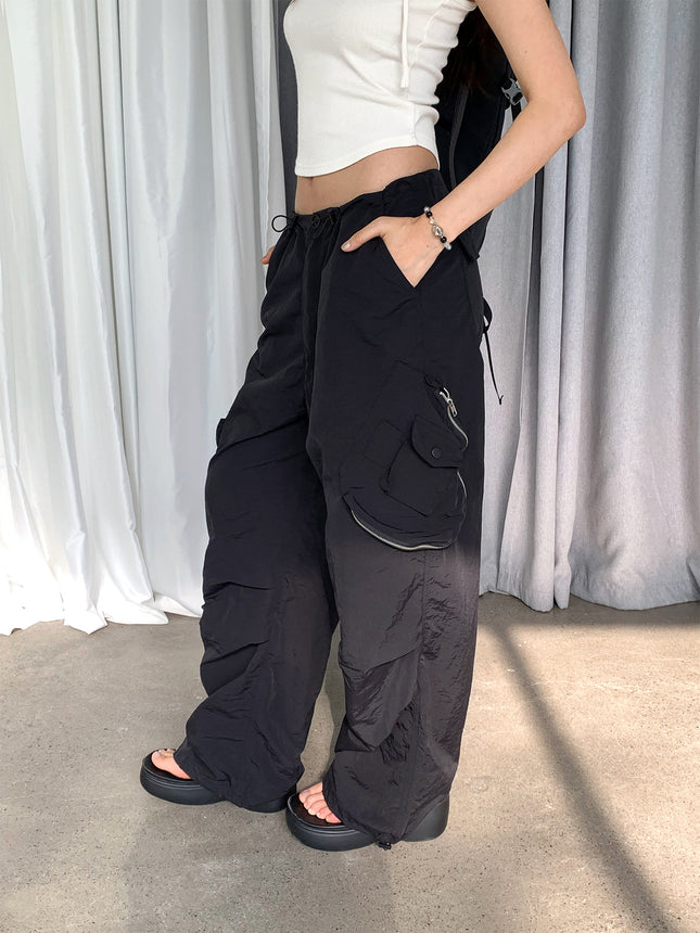Dorothy Autumn New Vintage Fashionable Wide Leg Pants Workwear Loose Drawstring Slimming Pocket Casual Trousers
