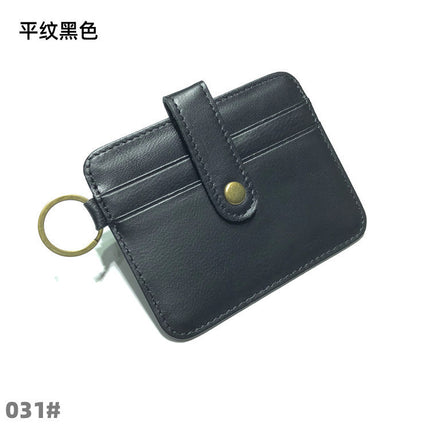 Vintage Oil Wax Leather Buckle Genuine Leather Card Holder Men's Multifunctional Cowhide Women's Coin Purse with Key Ring Driver's License Holder