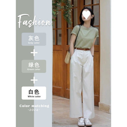 Summer dress with a set of mint green short sleeve women's casual pants salt two-piece suit this year's fashion beautiful suit