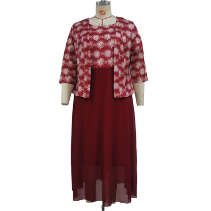 European and American African Plus Size Women's New Tops and Dresses 2-Piece Set Cross-Border Spot Drop Shipping Jx510