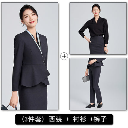High-end Suit suit Women's Spring and Autumn High-end Temperament Professional Uniform Hotel Front Desk Tooling Beauty Salon Overalls